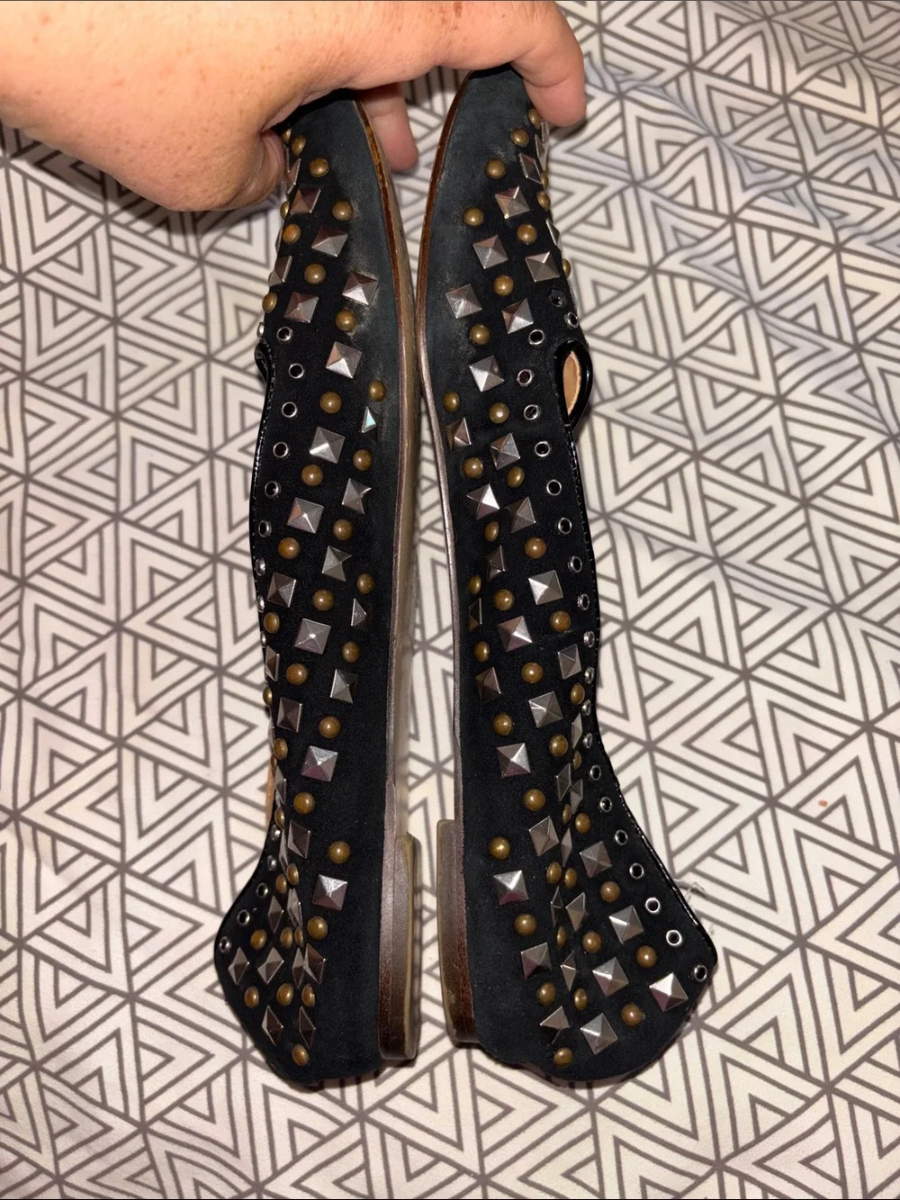 J. Crew Black Studded Suede Loafers with Mixed Metal Accents
